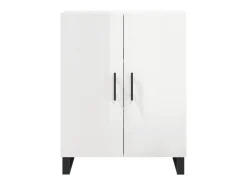 Aparador de madera contrachapada blanco brillante 69,5x34x90 cm ES33506