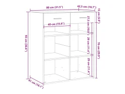 Aparador de madera contrachapada gris hormigón 80x42,5x93 cm