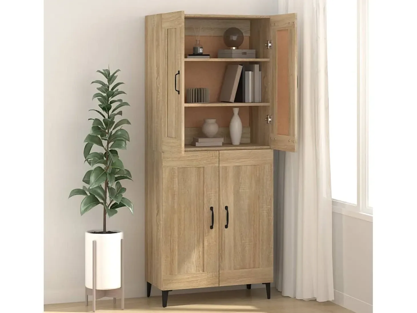 Aparador de madera contrachapada color roble 69,5x34x90 cm ES15670