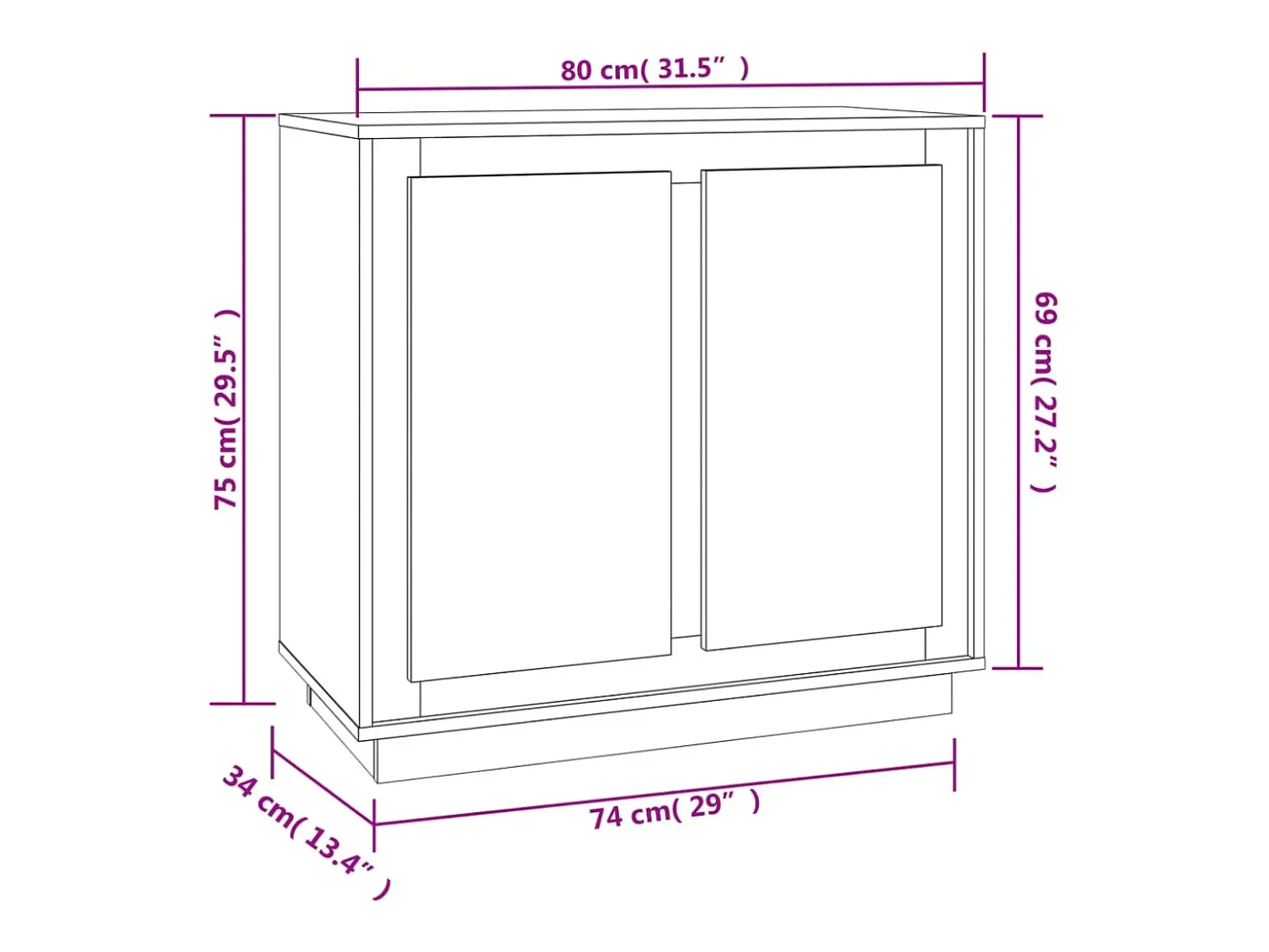Aparador de madera contrachapada gris Sonoma 80x34x75 cm