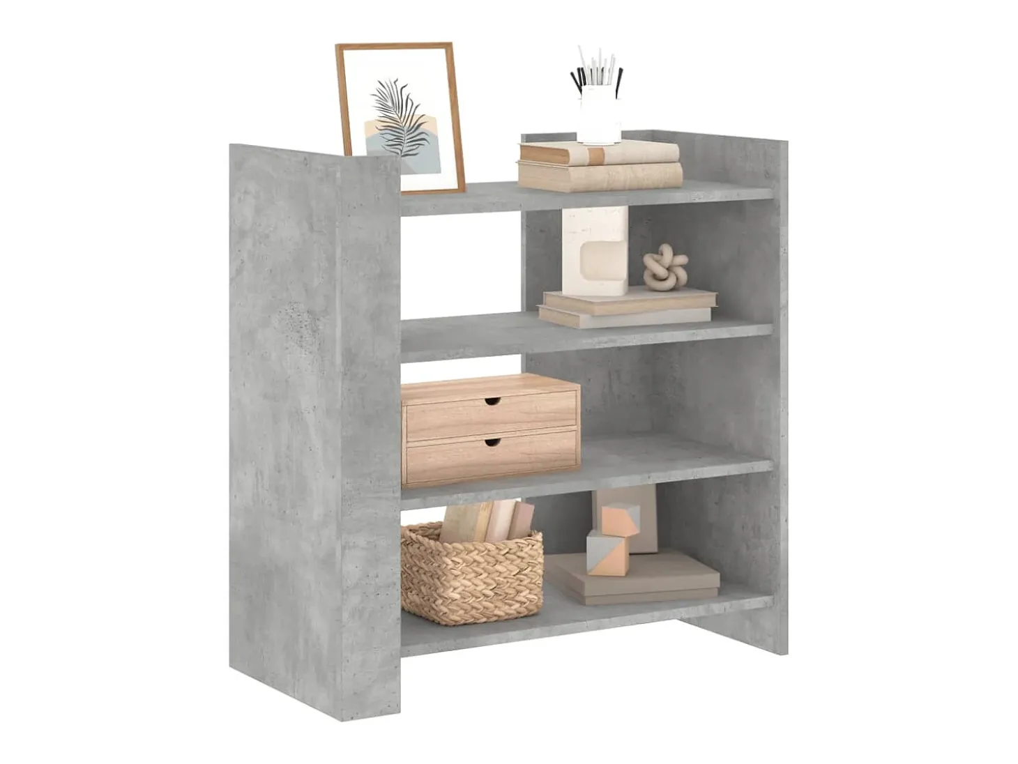Aparador de madera contrachapada gris hormigón 73,5x35x75 cm
