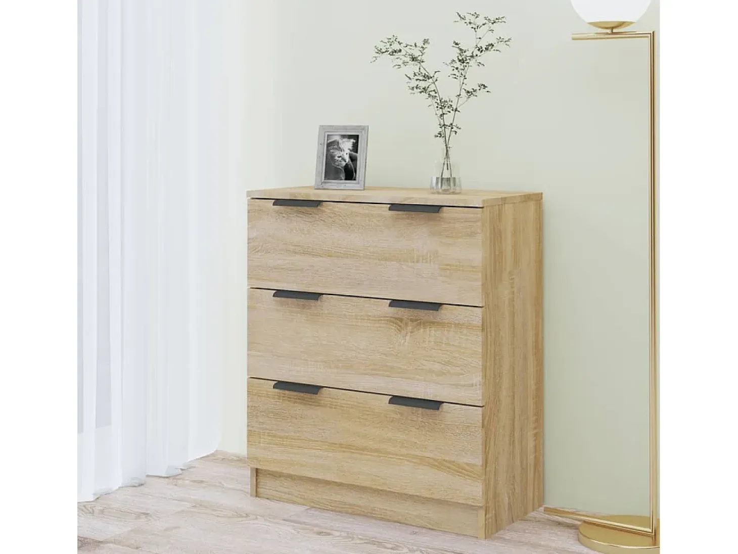 Aparador de madera contrachapada color roble Sonoma 60x30x70 cm ES84910