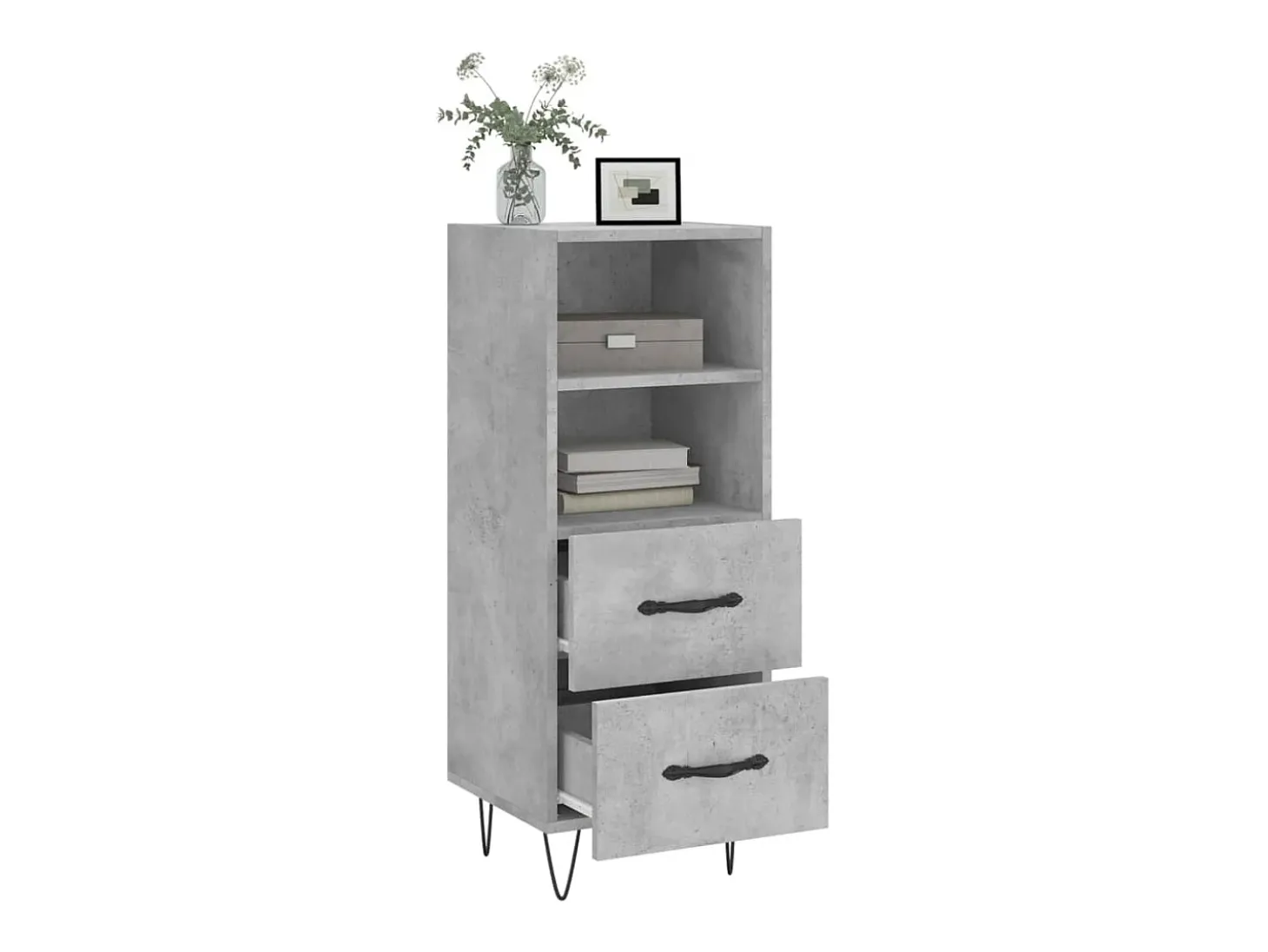 Aparador de madera contrachapada gris hormigón 34,5x34x90 cm ES36967