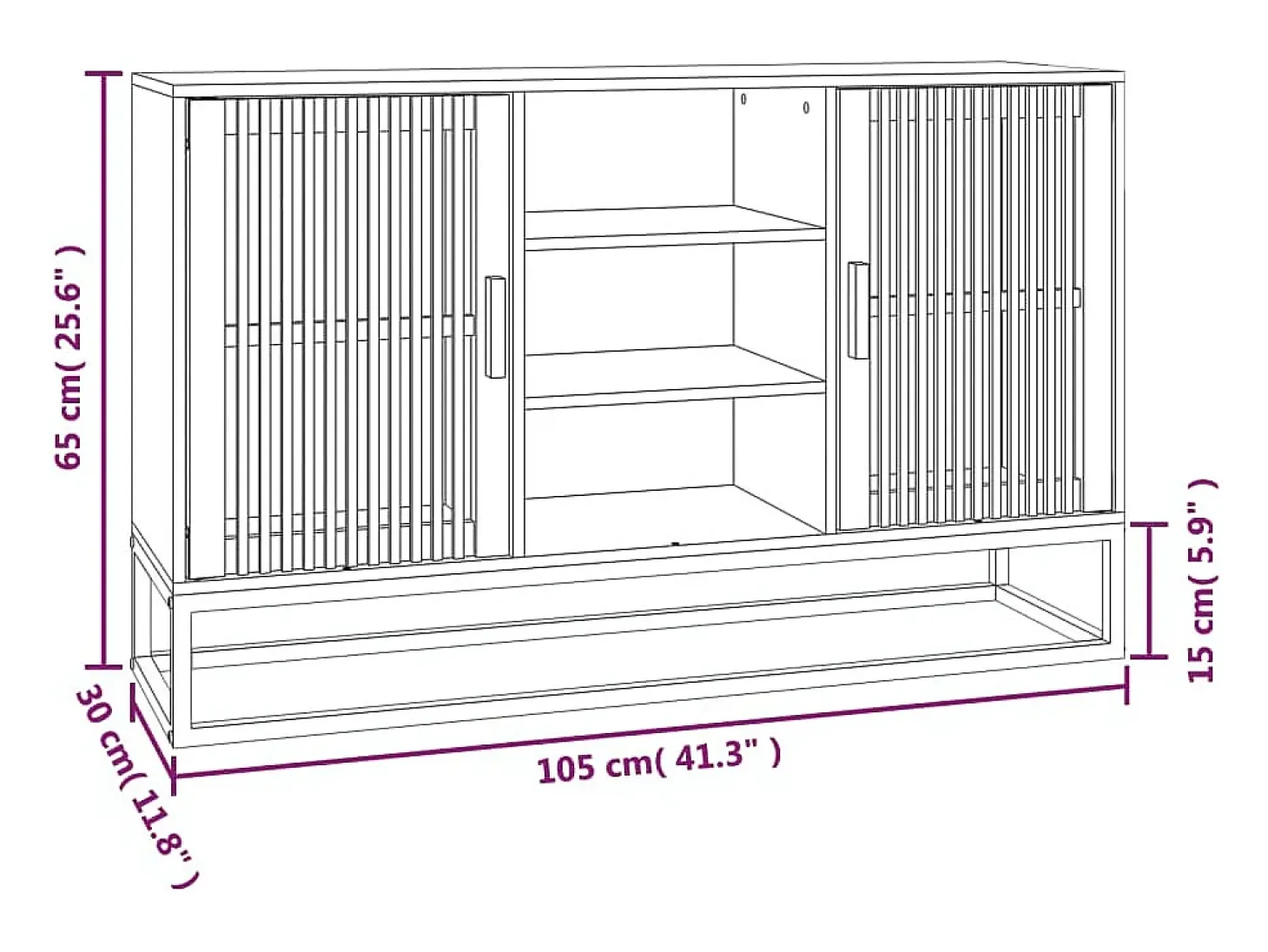 Aparador de madera contrachapada blanco 105x30x65 cm