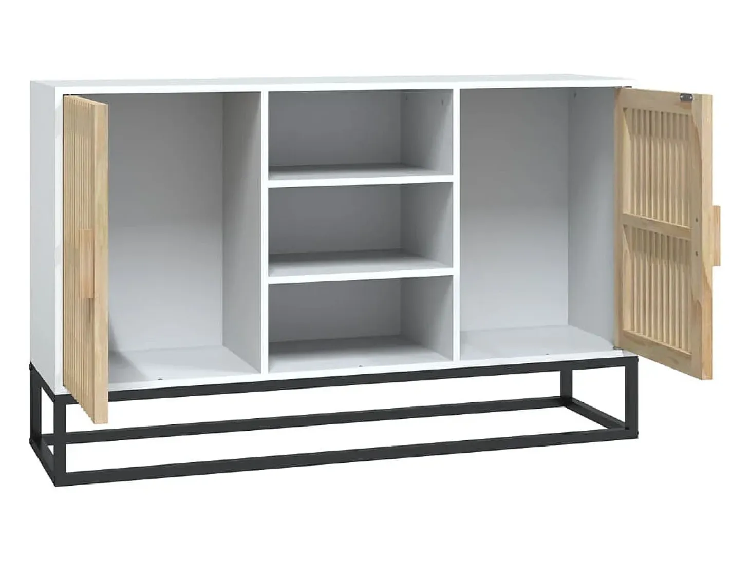 Aparador de madera contrachapada blanco 105x30x65 cm