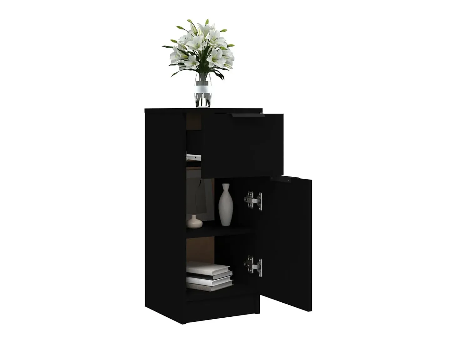 Aparador de madera contrachapada negro 30x30x70 cm ES978694