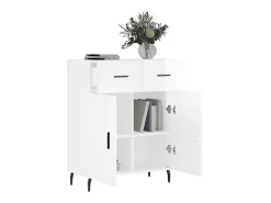 Aparador de madera contrachapada blanco brillante 69,5x34x90 cm ES67174