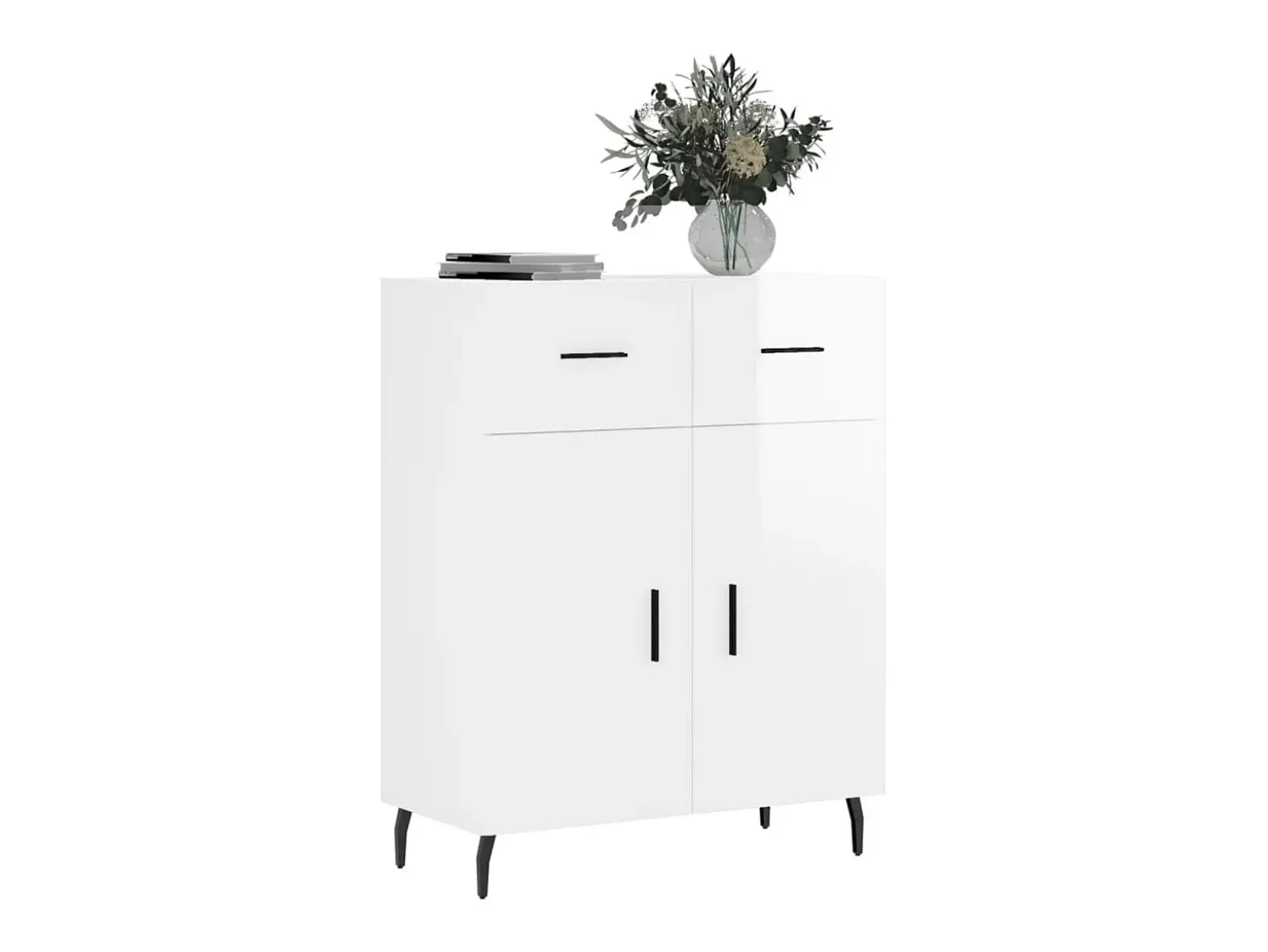 Aparador de madera contrachapada blanco brillante 69,5x34x90 cm ES67174