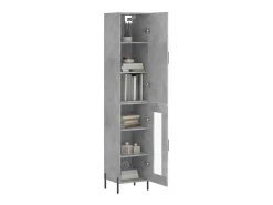 Aparador de madera contrachapada gris hormigón 34,5x34x180 cm ES22158