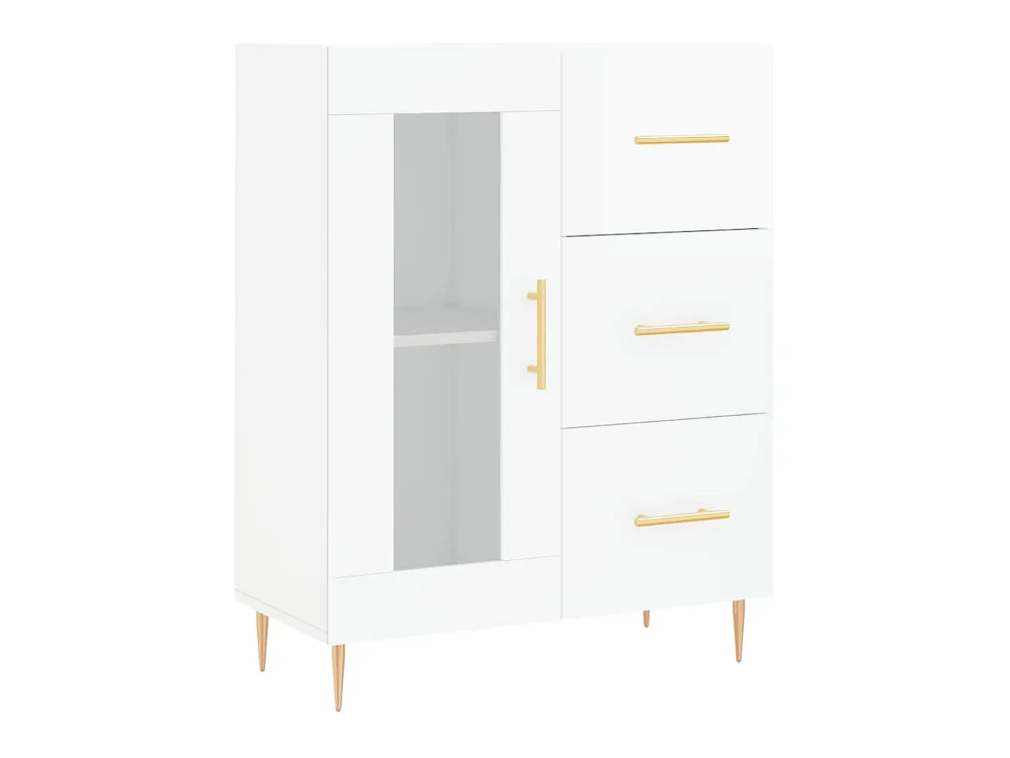 Aparador de madera contrachapada blanco brillante 69,5x34x90 cm ES20647
