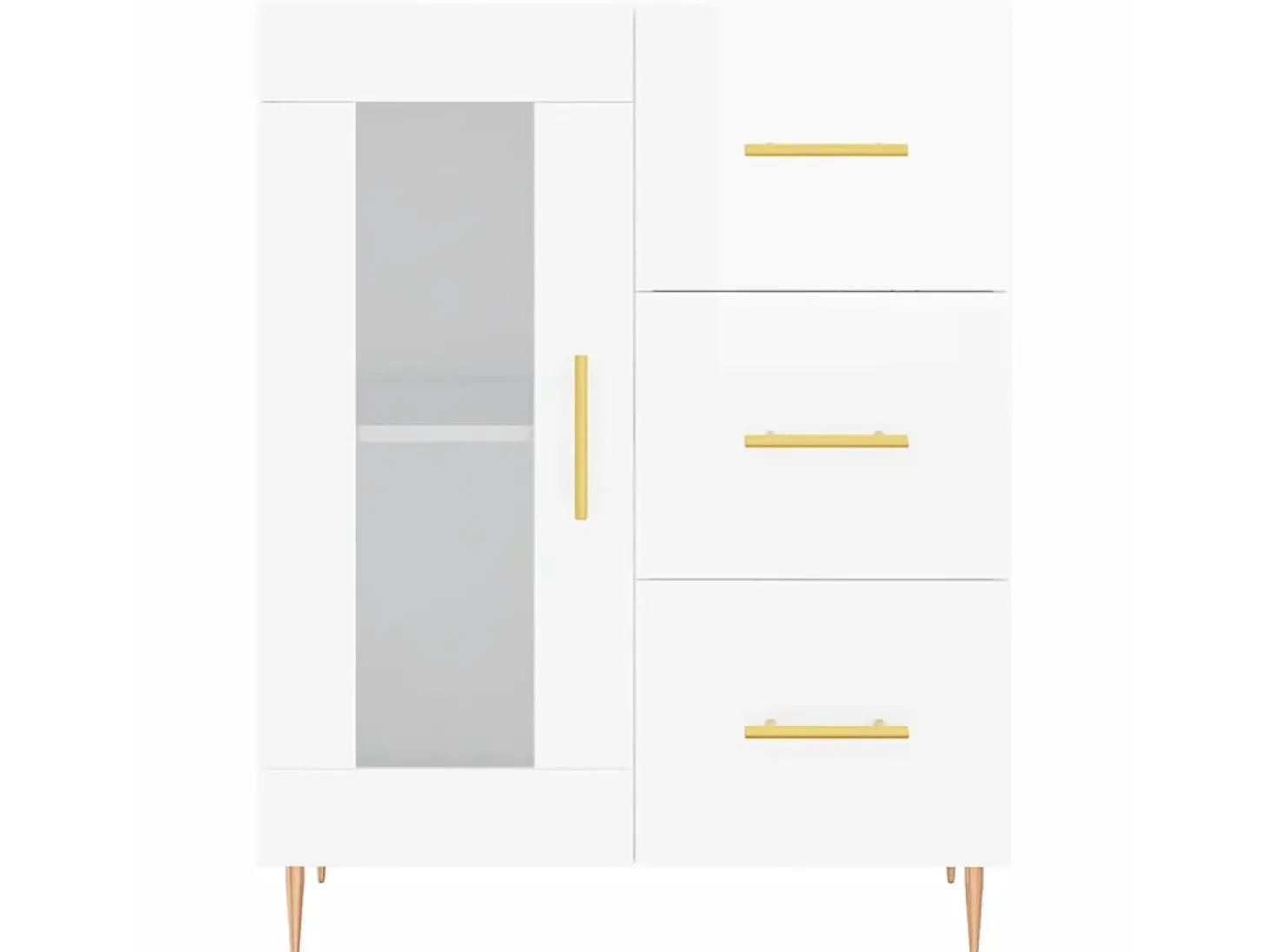 Aparador de madera contrachapada blanco brillante 69,5x34x90 cm ES20647