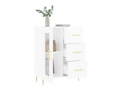 Aparador de madera contrachapada blanco brillante 69,5x34x90 cm ES20647
