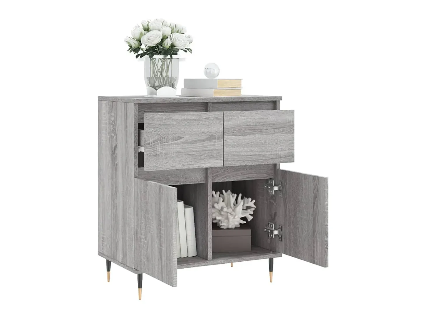 Aparador de madera contrachapada gris Sonoma 60x35x70 cm ES74220