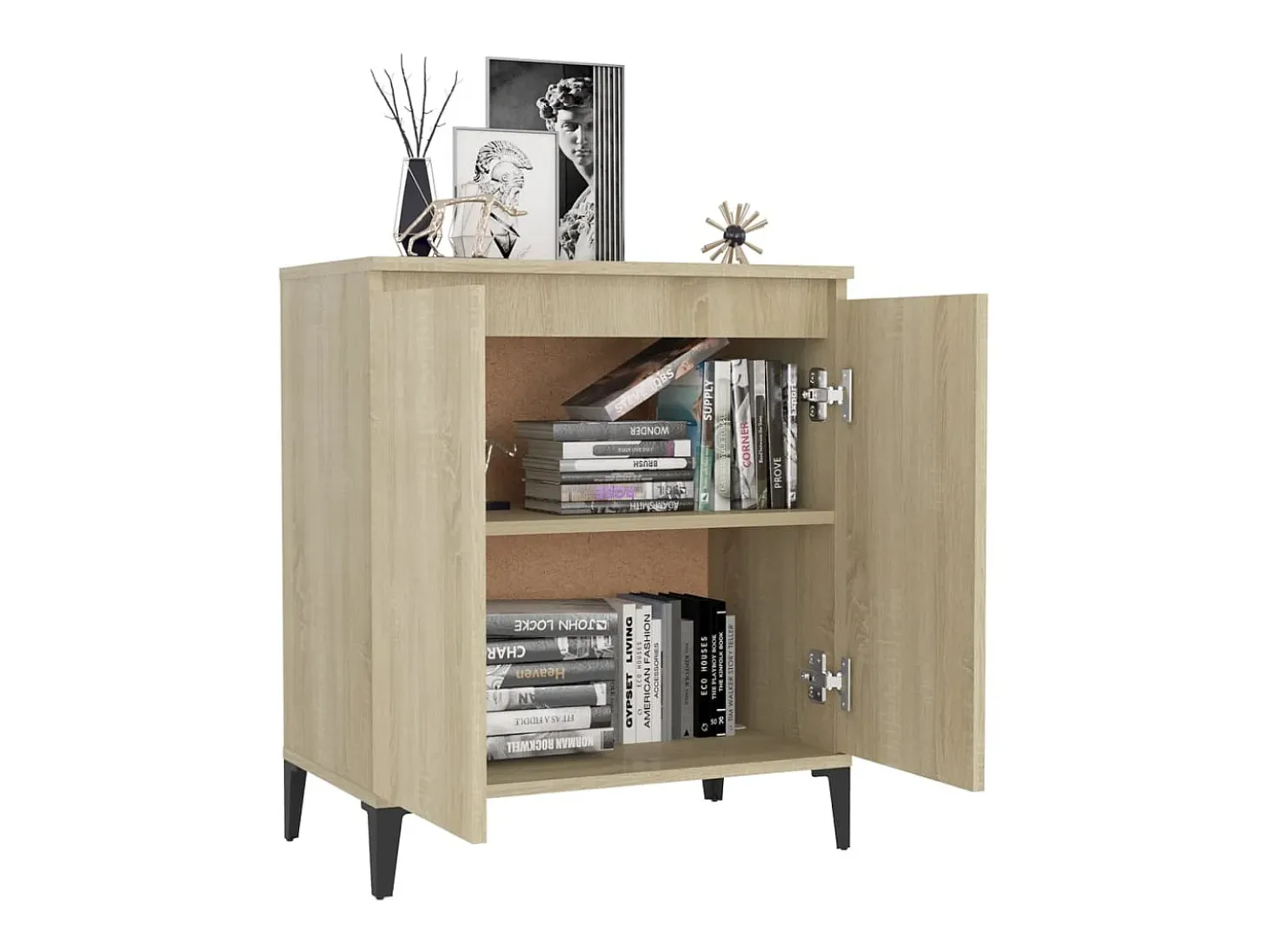 Aparador de madera contrachapada color roble Sonoma 60x35x70 cm ES76952