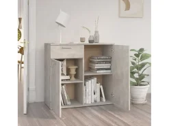 Aparador de madera contrachapada gris hormigón 80x36x75 cm ES57838