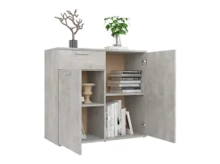 Aparador de madera contrachapada gris hormigón 80x36x75 cm ES57838