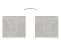 Aparador de madera contrachapada gris hormigón 80x36x75 cm ES57838
