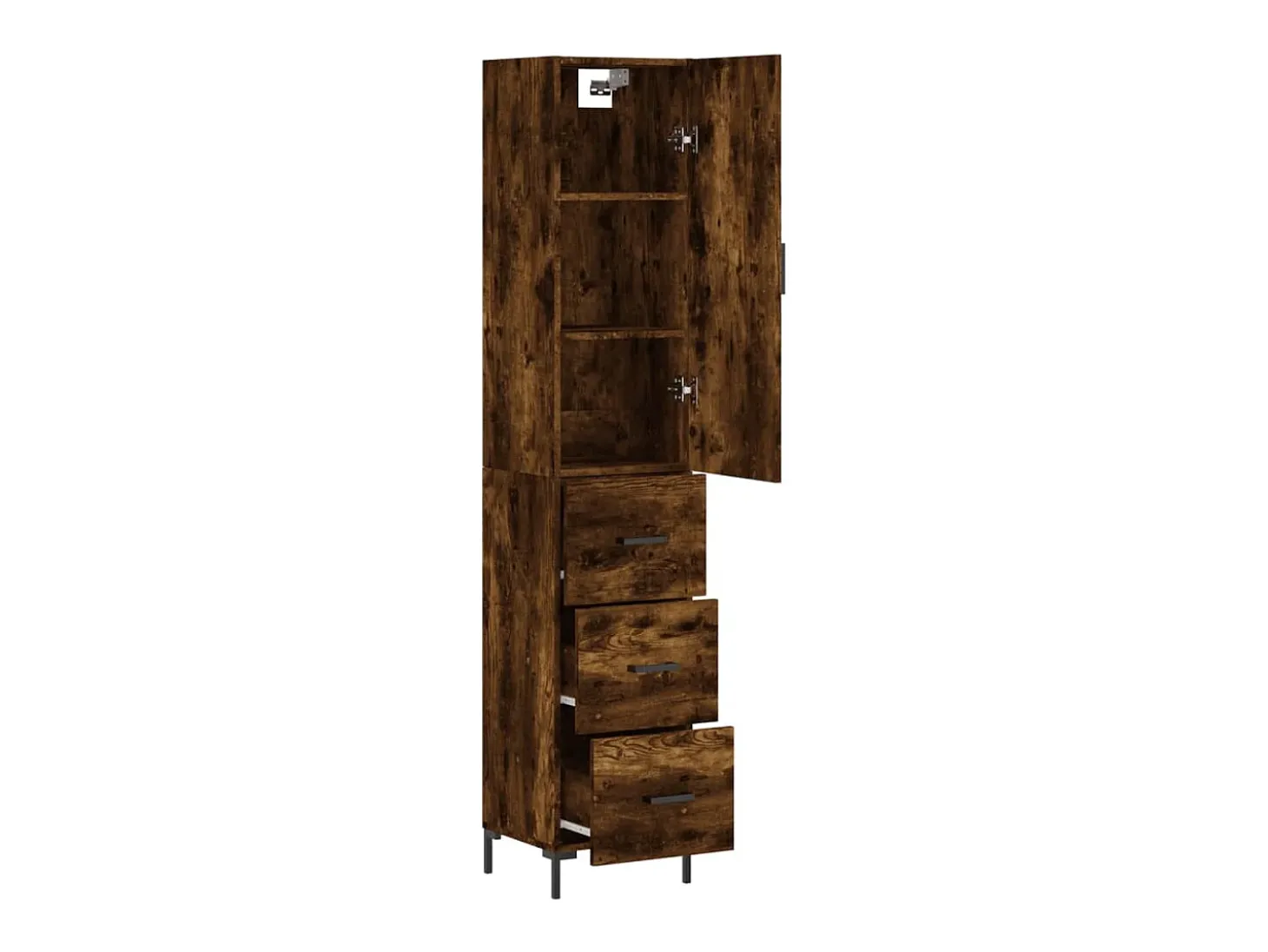 Aparador de madera contrachapada roble ahumado 34,5x34x180 cm ES74750
