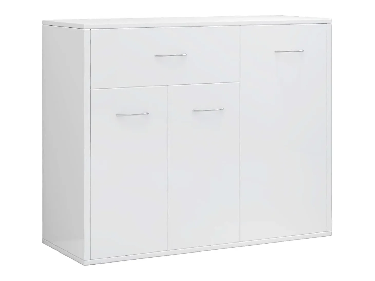 Aparador de madera contrachapada blanco brillante 88x30x70 cm