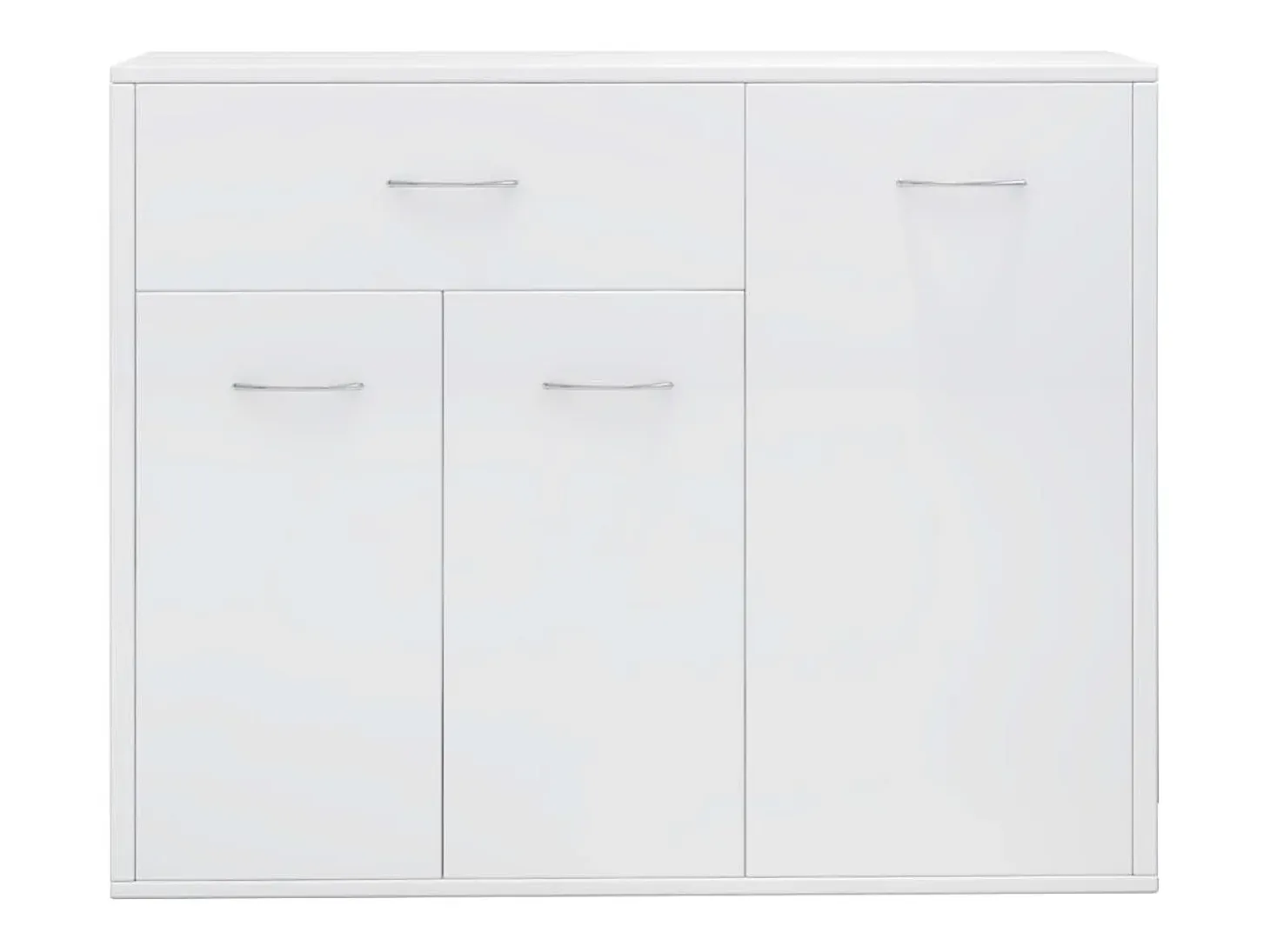 Aparador de madera contrachapada blanco brillante 88x30x70 cm