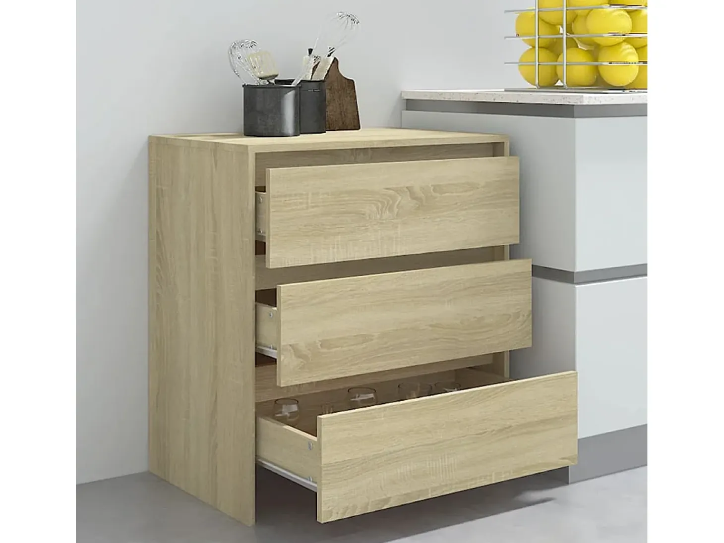 Aparador de madera contrachapada roble Sonoma 70x41x75 cm