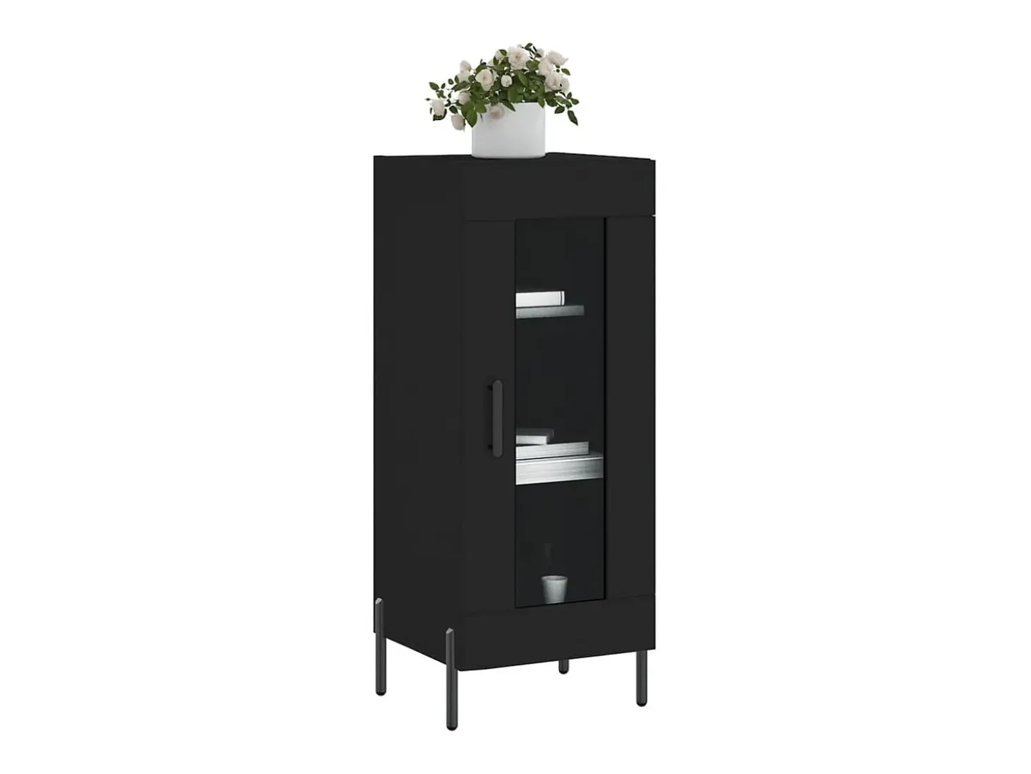 Aparador de madera contrachapada negro 34,5x34x90 cm ES68831