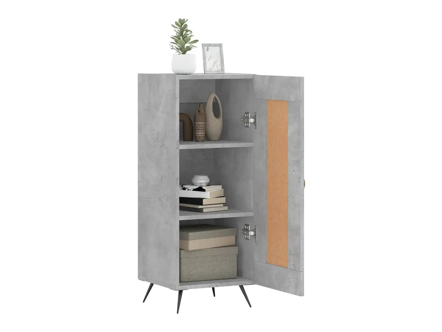 Aparador de madera contrachapada gris hormigón 34,5x34x90 cm