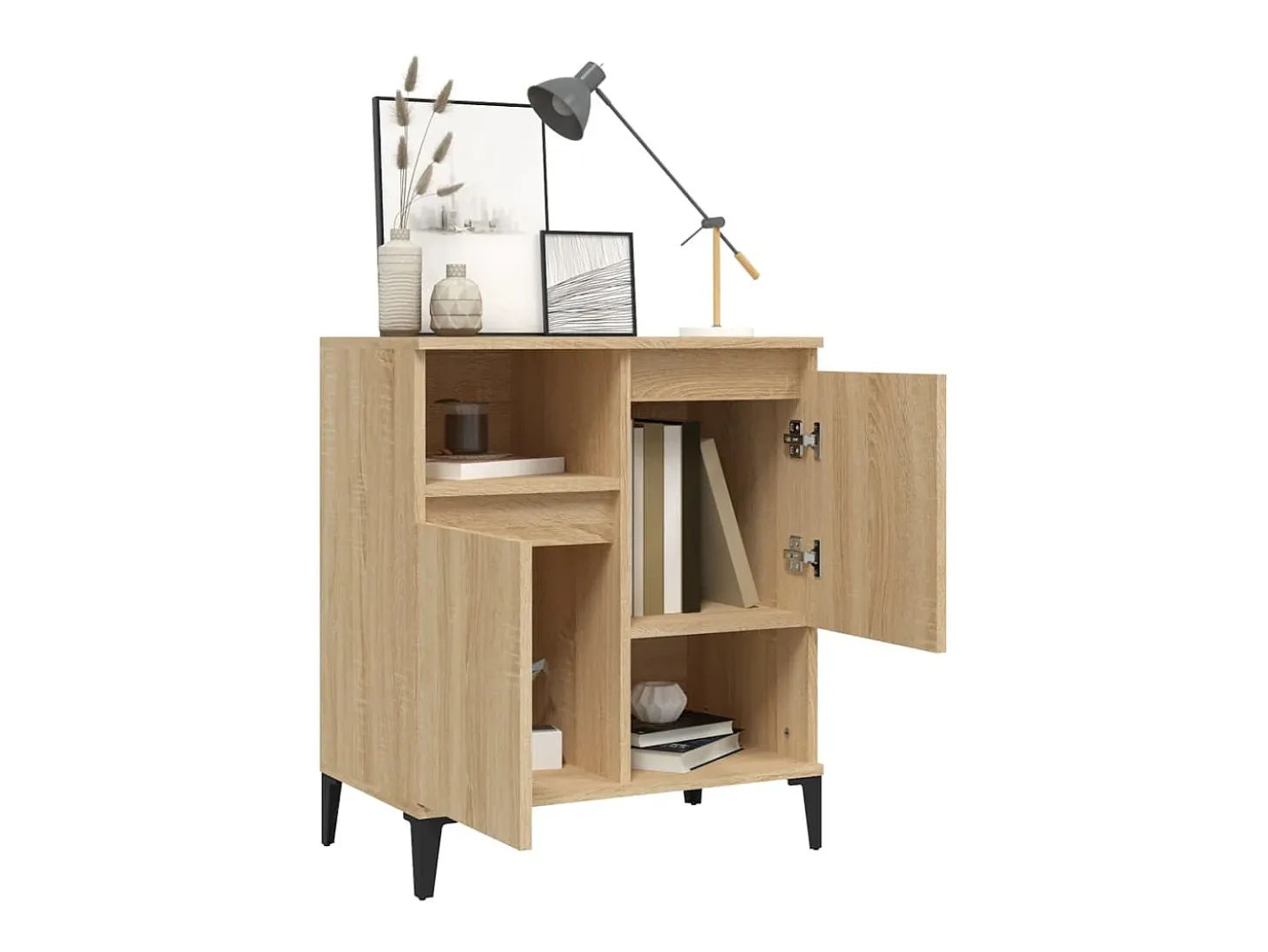 Aparador de madera contrachapada roble Sonoma 60x35x70 cm ES43123