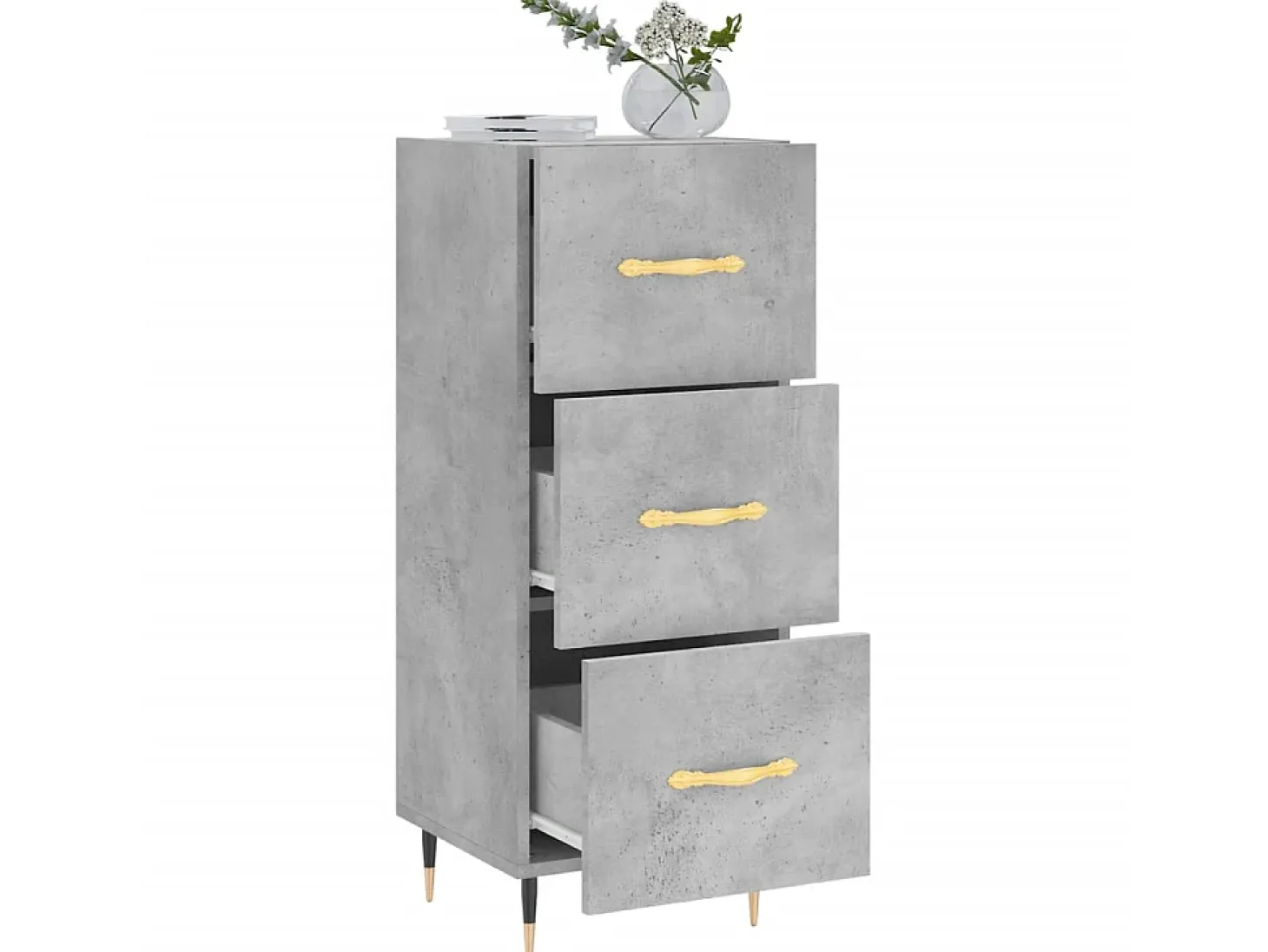 Aparador de madera contrachapada gris hormigón 34,5x34x90 cm ES74431