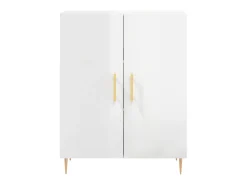 Aparador de madera contrachapada blanco brillante 69,5x34x90 cm ES72330