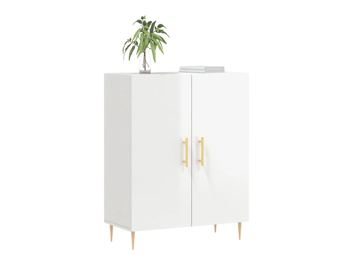 Aparador de madera contrachapada blanco brillante 69,5x34x90 cm ES72330