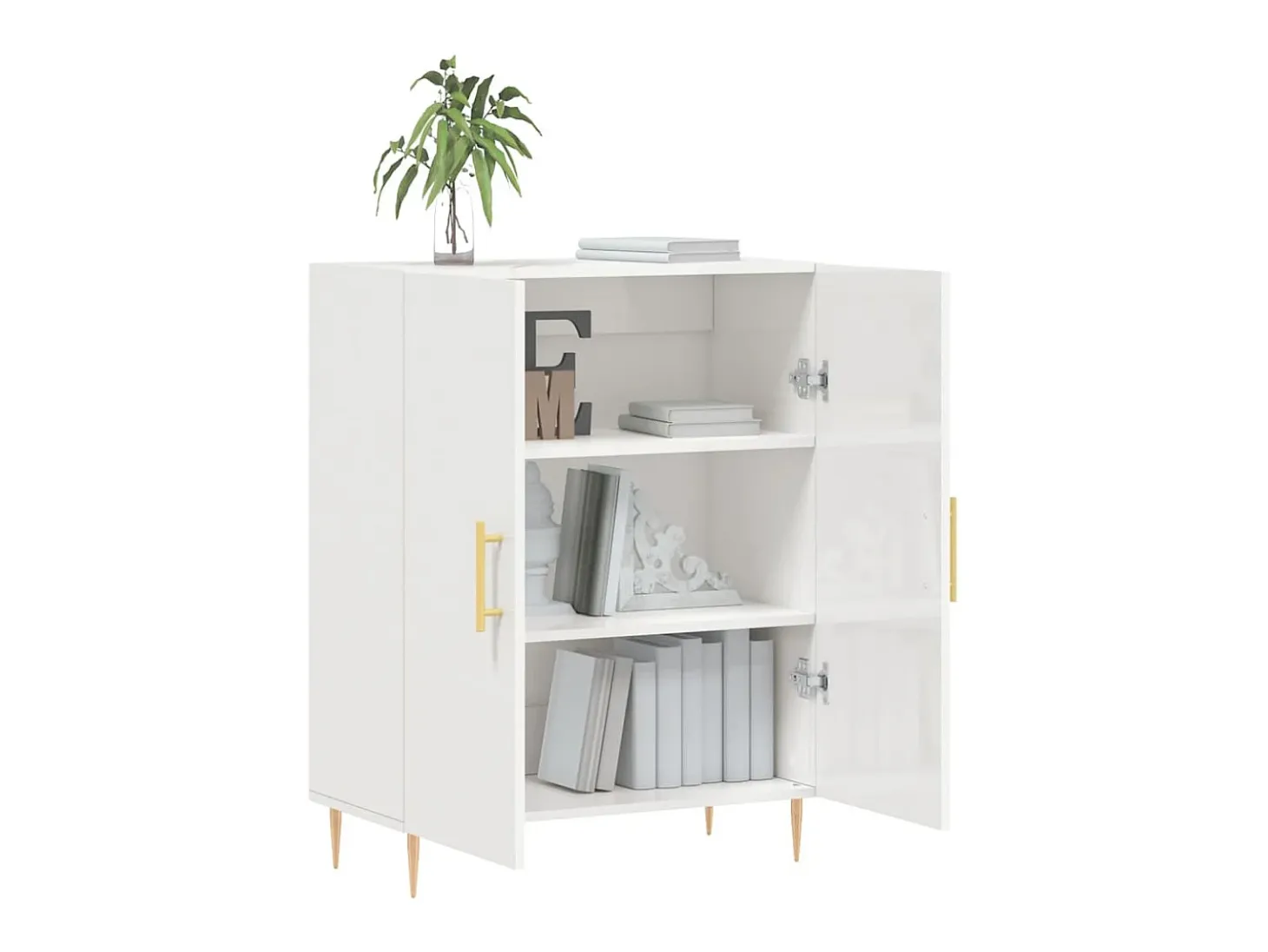 Aparador de madera contrachapada blanco brillante 69,5x34x90 cm ES72330