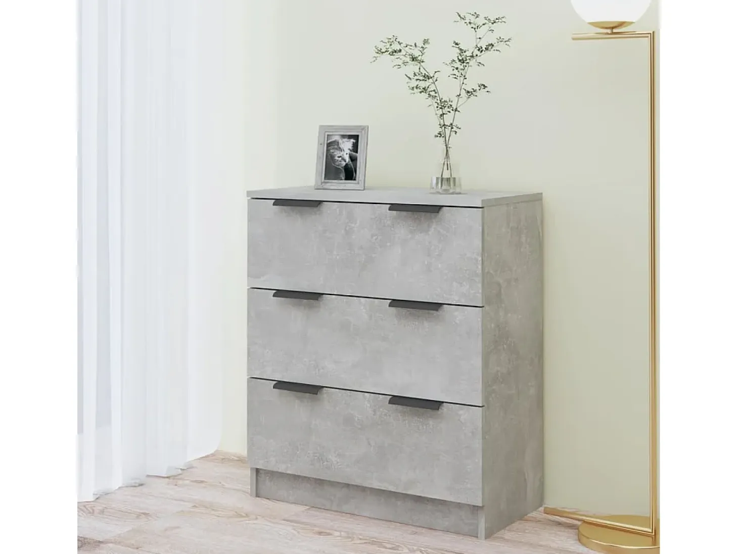 Aparador de madera contrachapada gris hormigón 60x30x70 cm ES12576