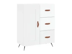 Aparador de madera contrachapada blanco brillante 69,5x34x90 cm ES60446