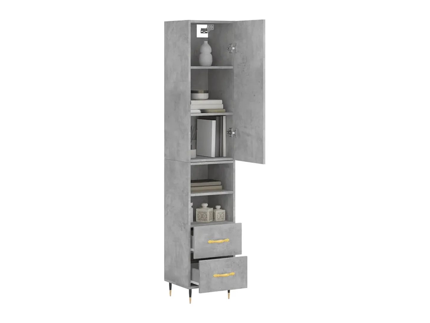 Aparador de madera contrachapada gris hormigón 34,5x34x180 cm ES26839