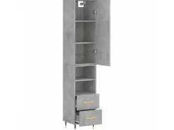 Aparador de madera contrachapada gris hormigón 34,5x34x180 cm ES26839
