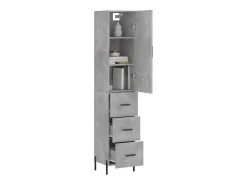 Aparador de madera contrachapada gris hormigón 34,5x34x180 cm ES12285