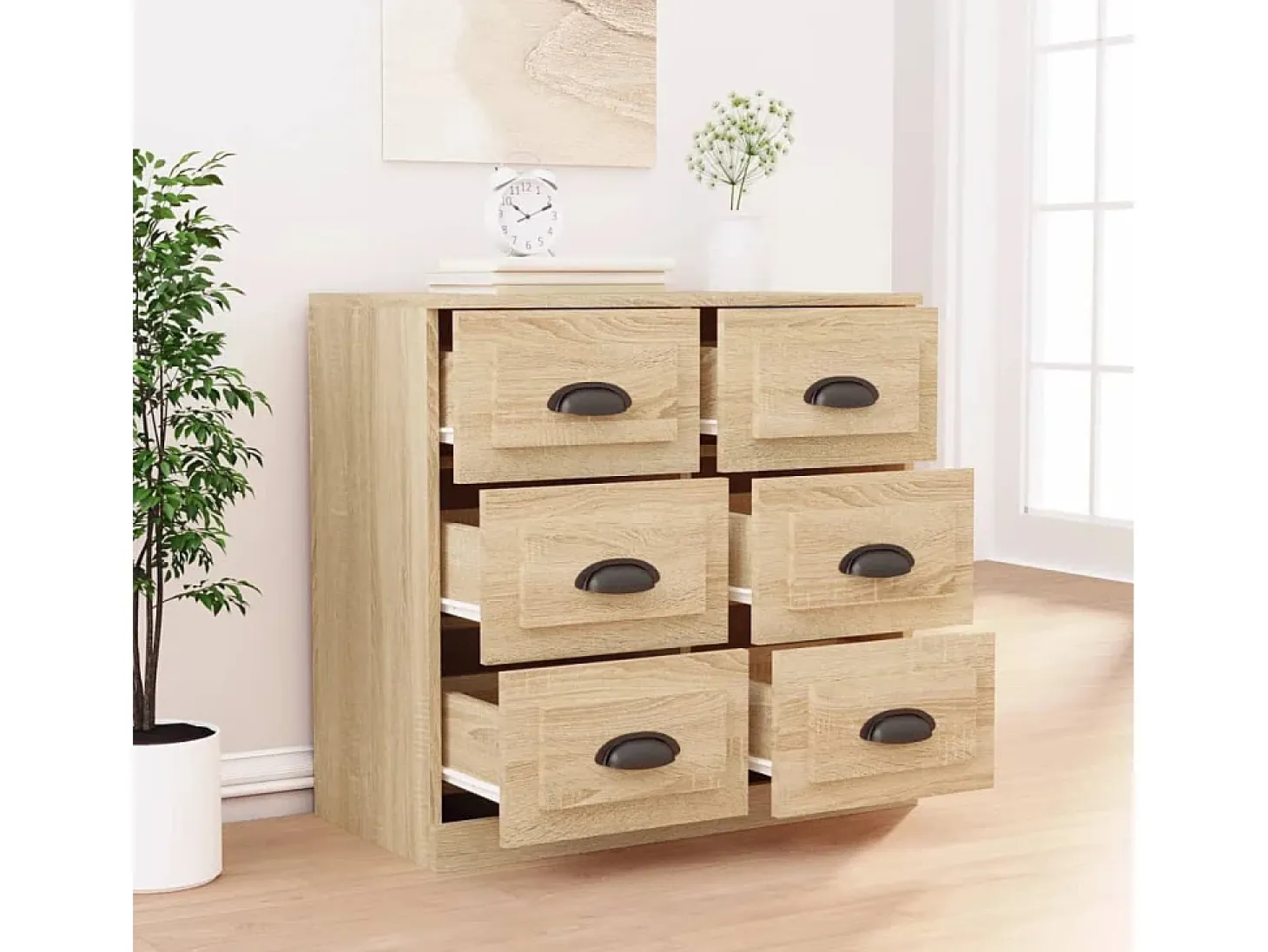 Aparador de madera contrachapada roble Sonoma 70x35,5x67,5 cm ES971390