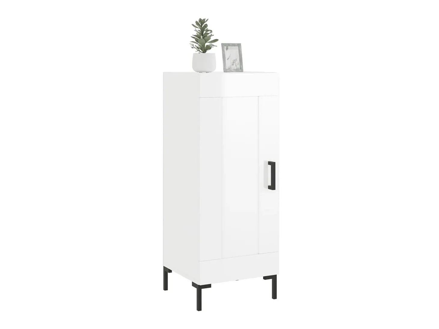 Aparador de madera contrachapada blanco brillante 34,5x34x90 cm ES26837