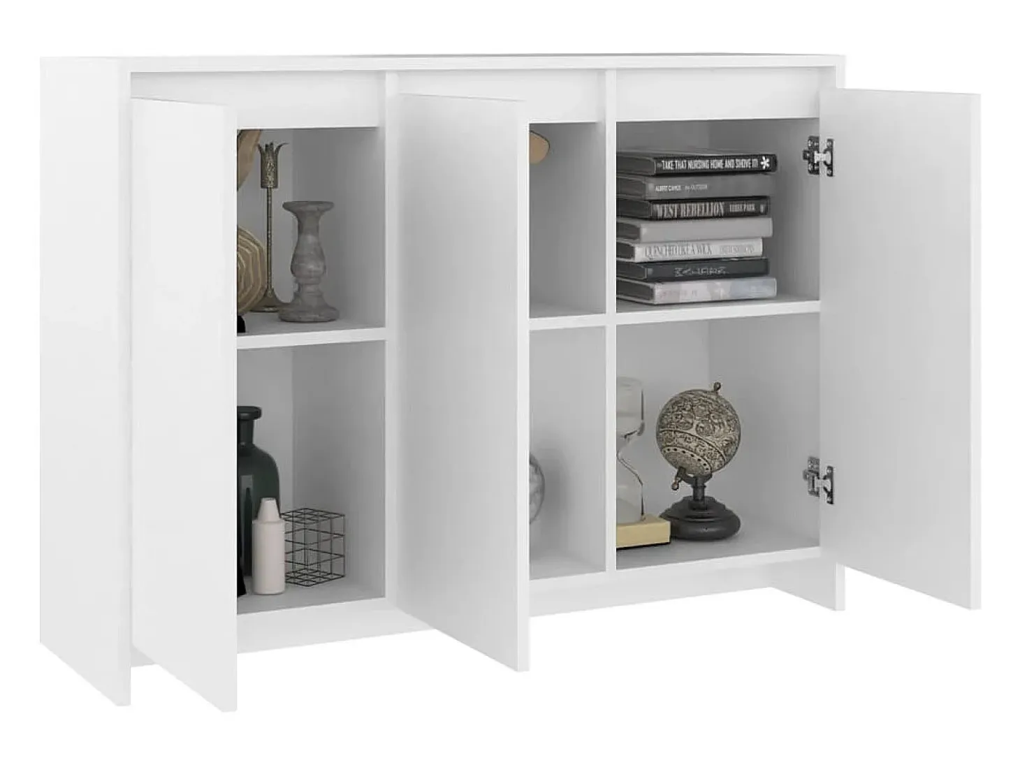 Aparador de madera contrachapada blanco 102x33x75 cm