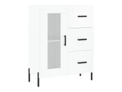 Aparador de madera contrachapada blanco brillante 69,5x34x90 cm