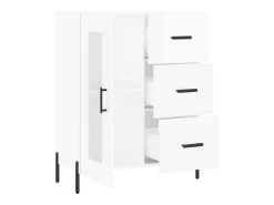 Aparador de madera contrachapada blanco brillante 69,5x34x90 cm