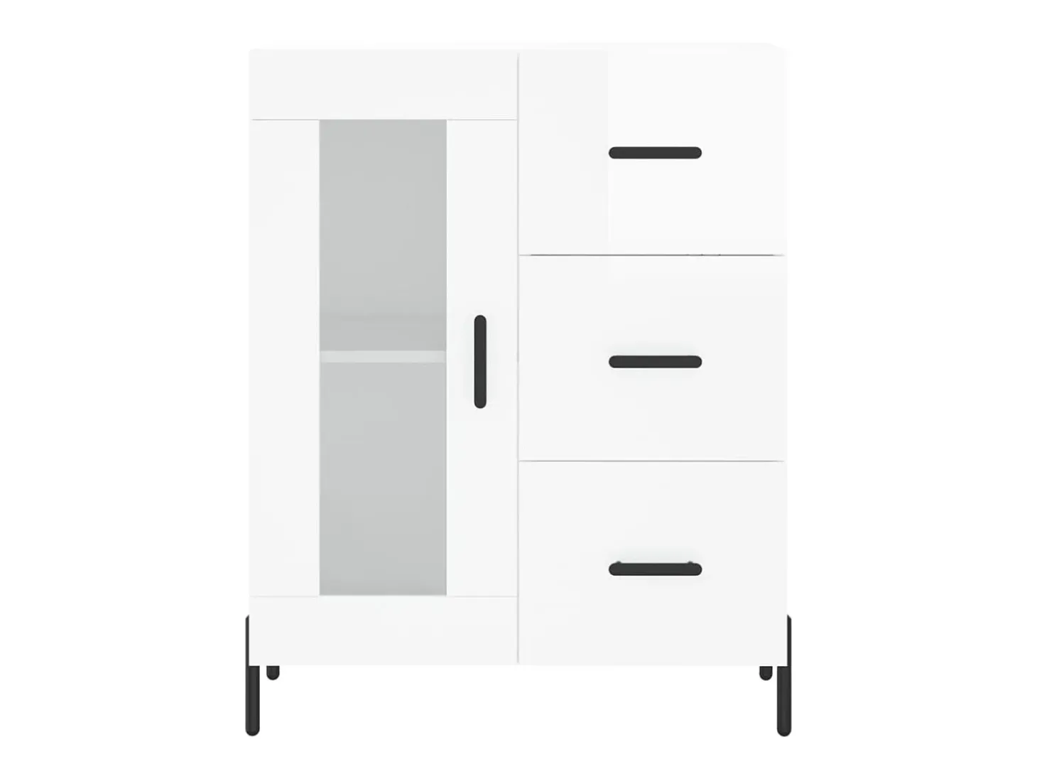 Aparador de madera contrachapada blanco brillante 69,5x34x90 cm