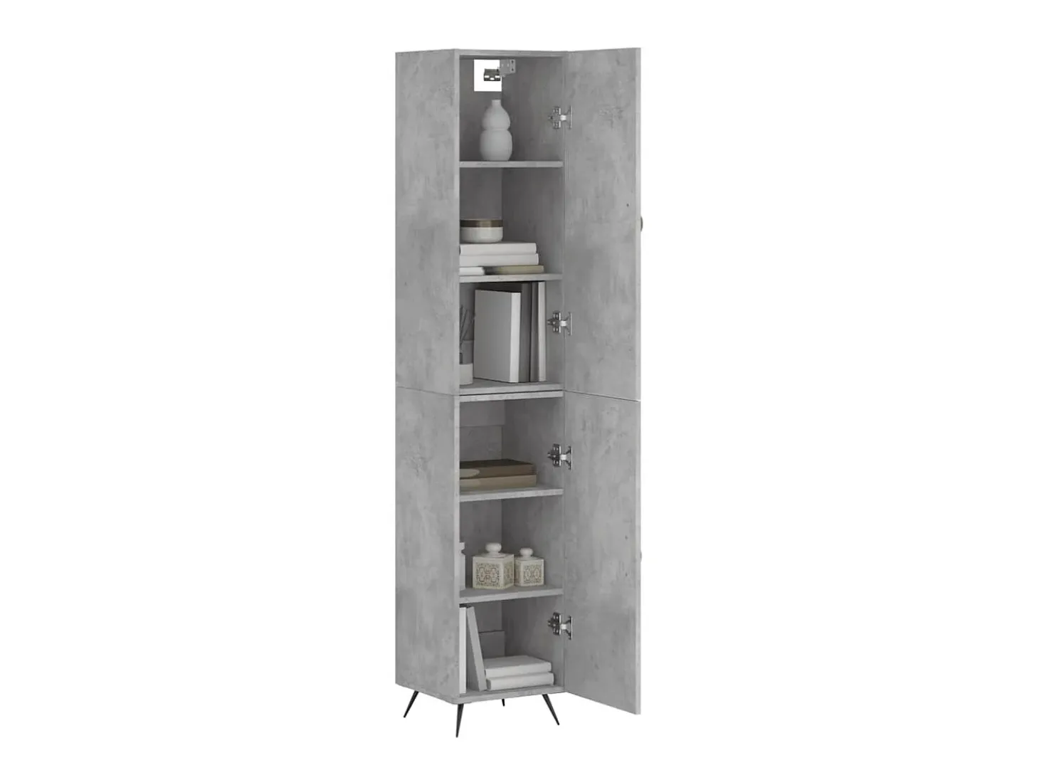 Aparador de madera contrachapada gris hormigón 34,5x34x180 cm ES95532