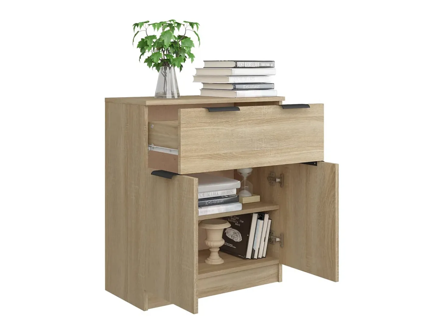 Aparador de madera contrachapada color roble Sonoma 60x30x70 cm ES65359