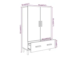 Aparador de madera contrachapada blanco 70x31x115 cm