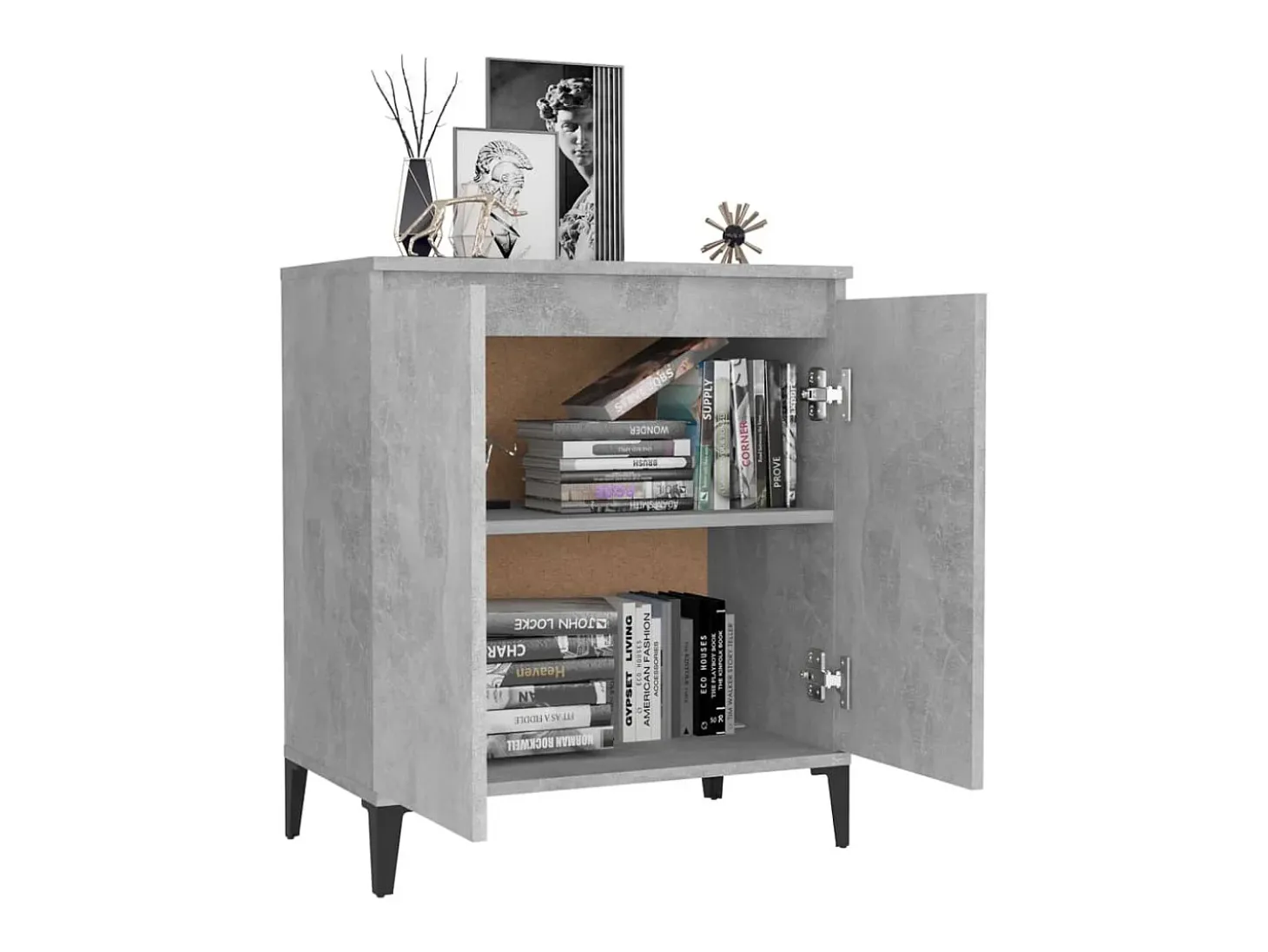 Aparador de madera contrachapada gris hormigón 60x35x70 cm ES77712