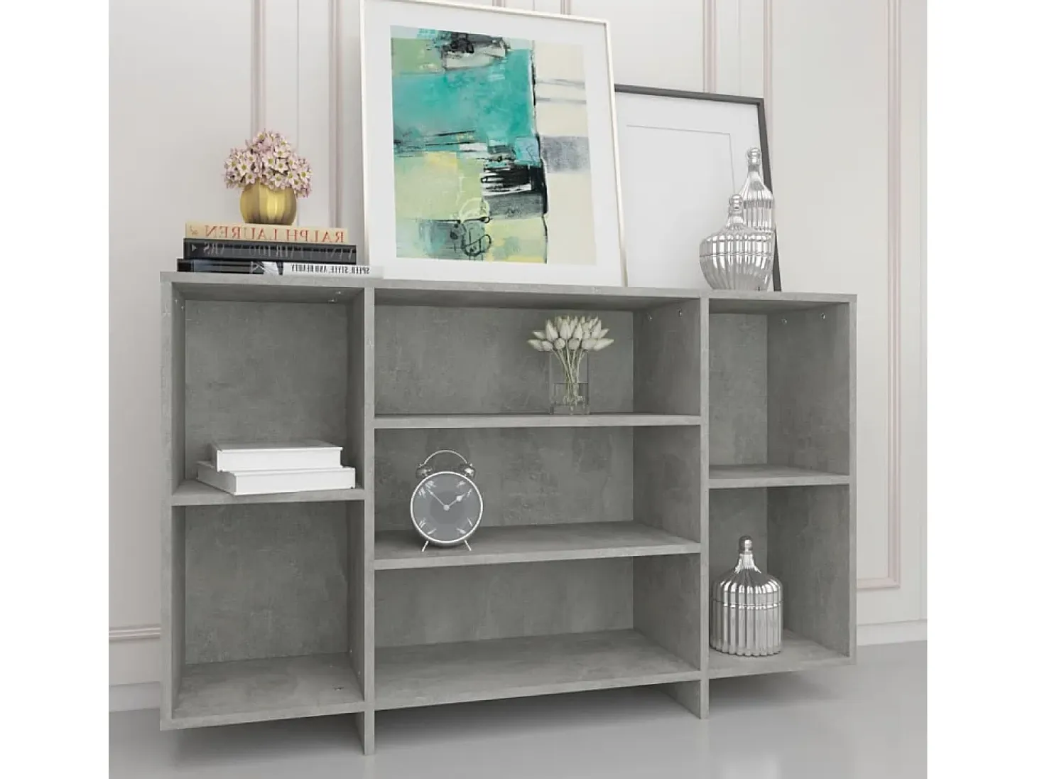 Aparador de madera contrachapada gris hormigón 120x30x75 cm ES76555