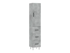 Aparador de madera contrachapada gris hormigón 34,5x34x180 cm ES84671