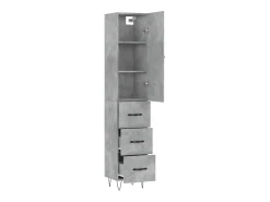 Aparador de madera contrachapada gris hormigón 34,5x34x180 cm ES84671